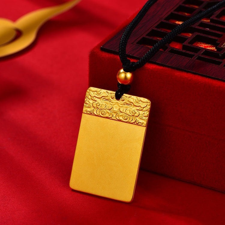 14k gold auspicious cloud pendant necklace