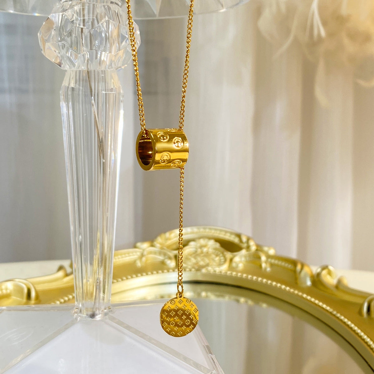 14K Gold Dangling Waist Fringe Necklace