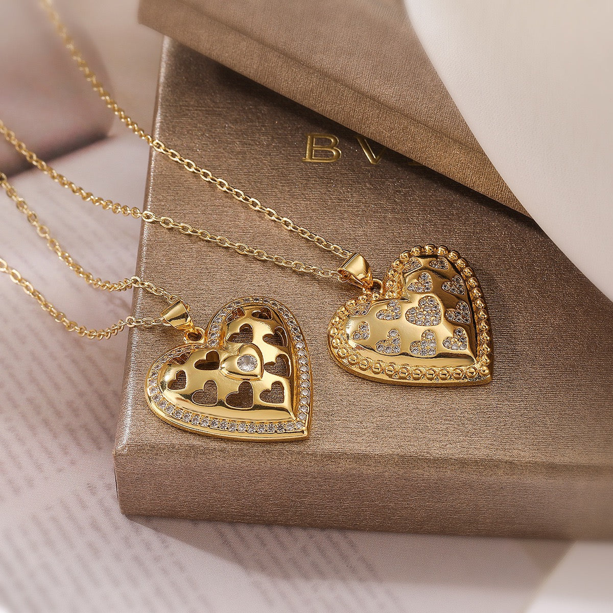 14K Gold Warm Sun Heart Necklace