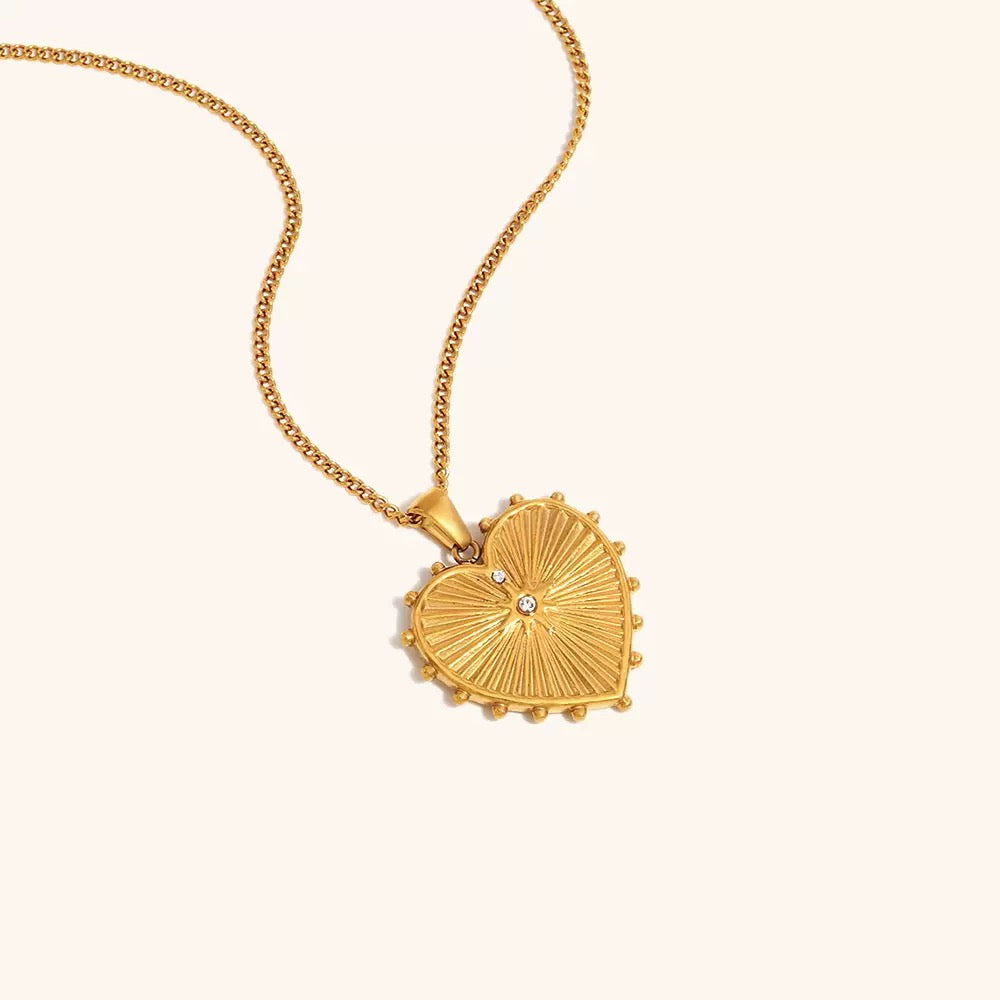 18K Gold Diamond-Set Heart Necklace