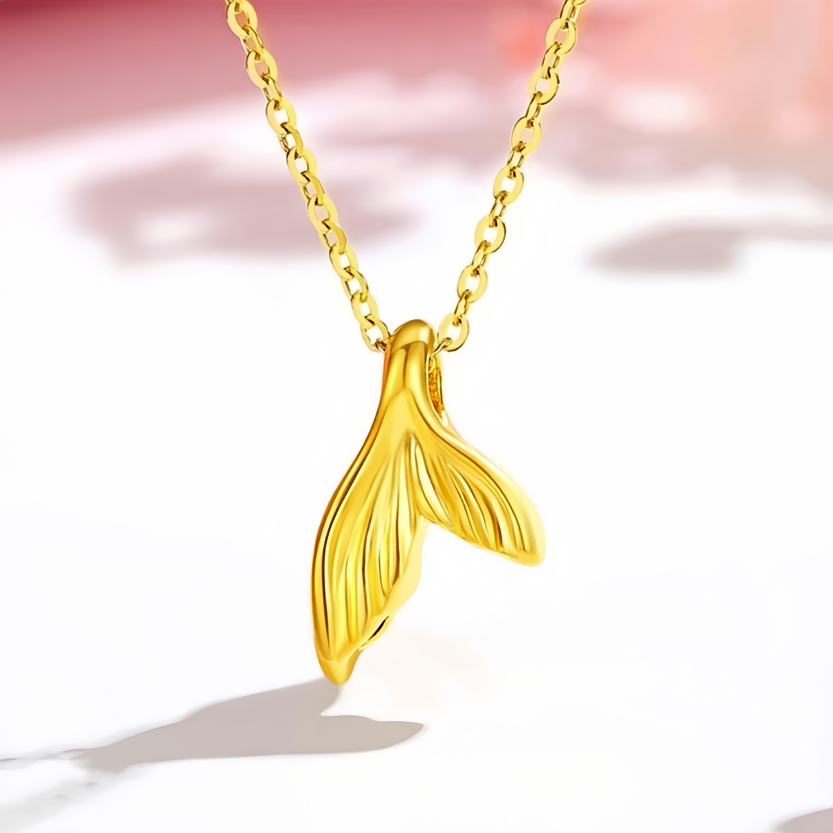 14K Gold Mermaid Tail Pendant Necklace
