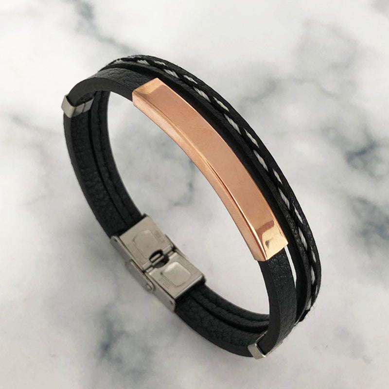 Personalized Braided Leather Bracelet