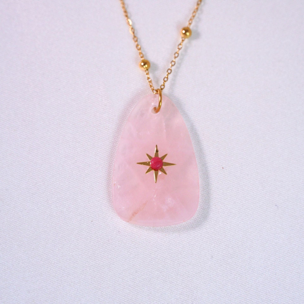 Natural stone stacking 14K gold simple high-end handmade necklace
