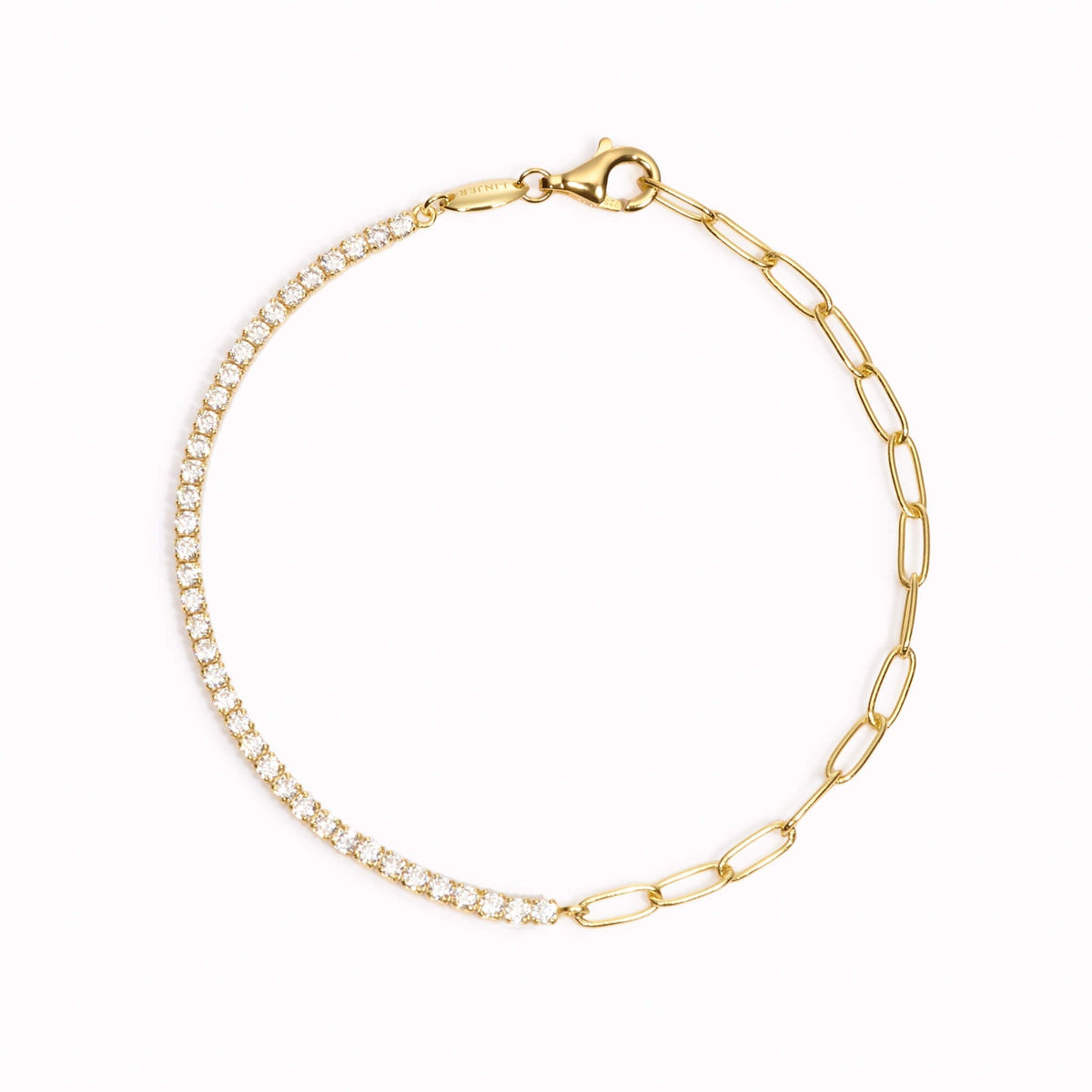 Gold Tennis Bracelet (Half) - White