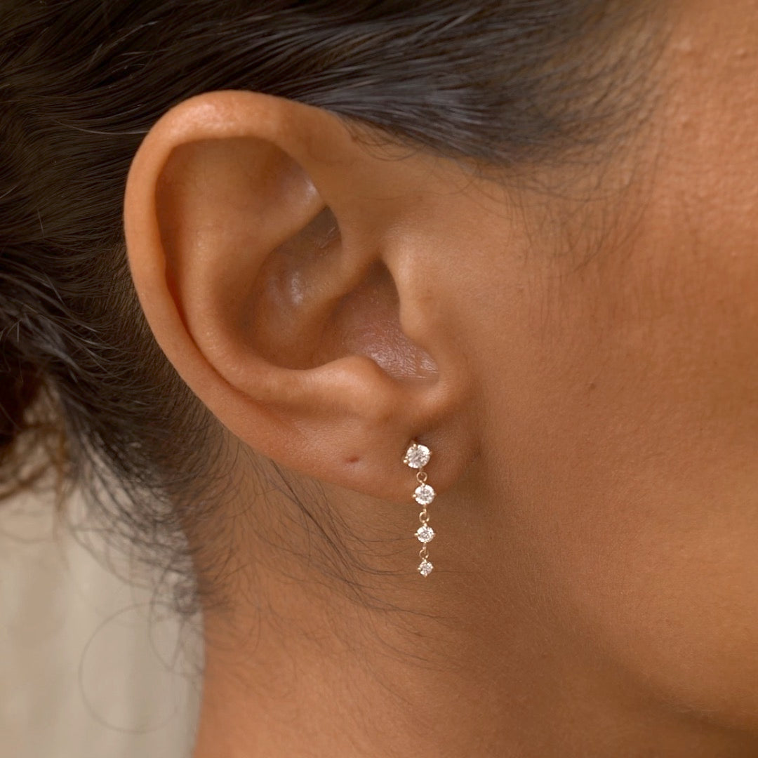 Diamond Drop Earrings 14k Gold - Helmi