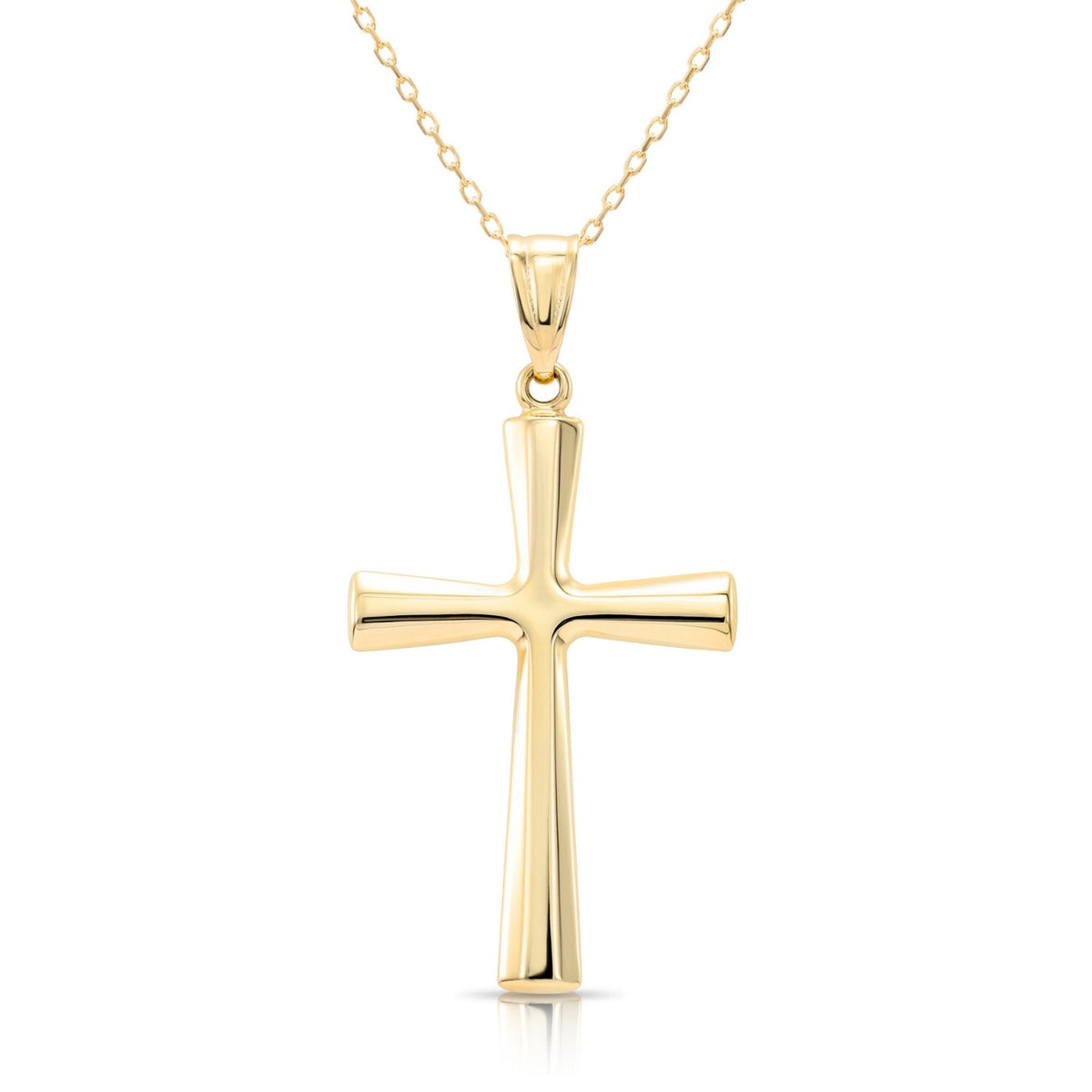 14K Gold Classic Cross Pendant. With 18 Cable Chain Necklace