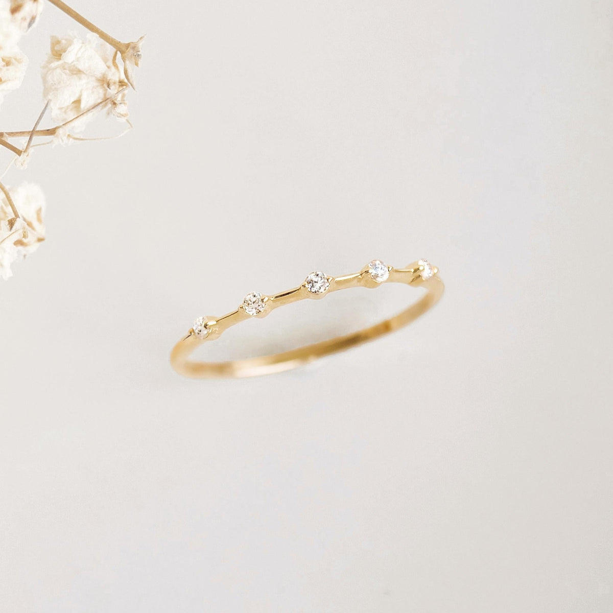 Five Stone Diamond Ring 14k Gold - Leoni