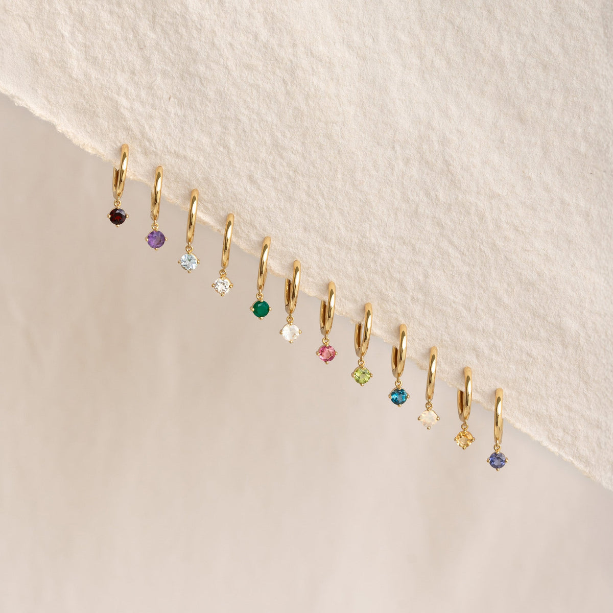 April Birthstone Drop Huggie Earrings - White Topaz