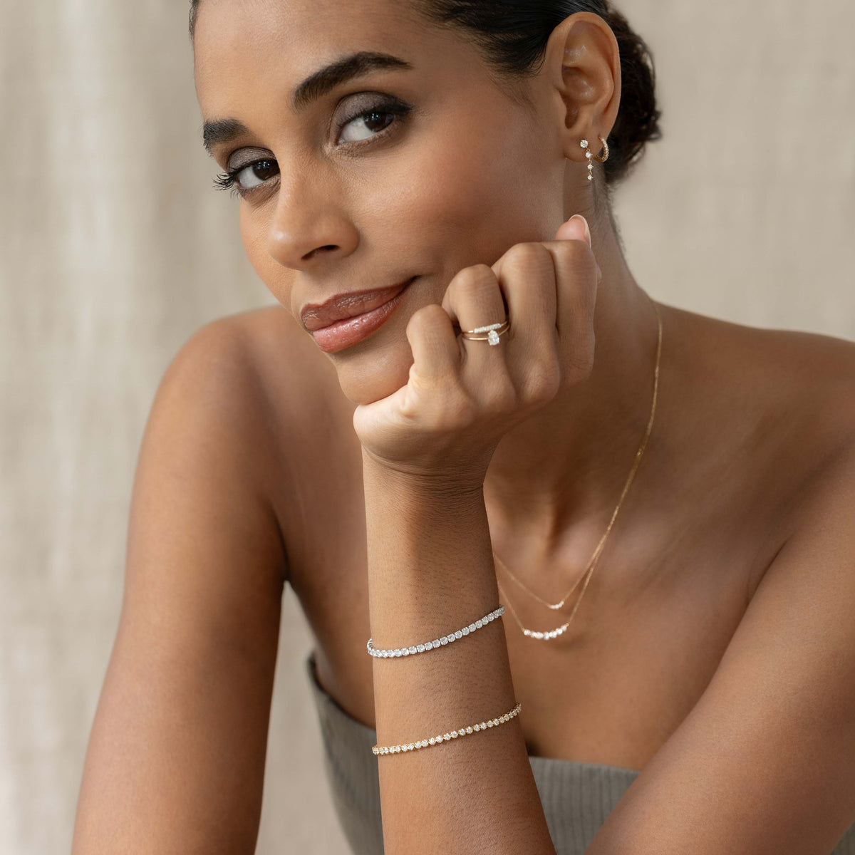 Diamond Drop Earrings 14k Gold - Helmi