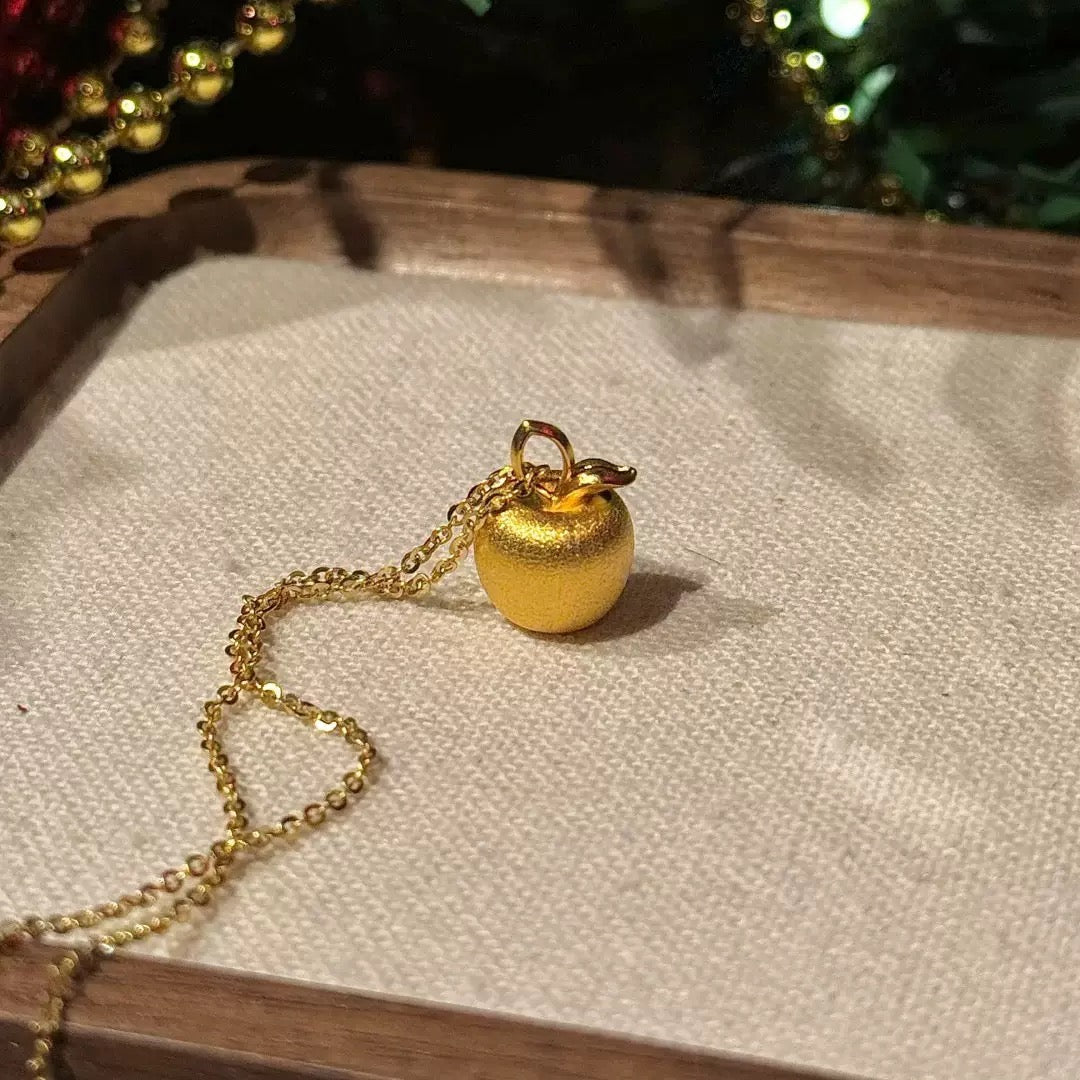 14K Gold Apple Pendant Necklace