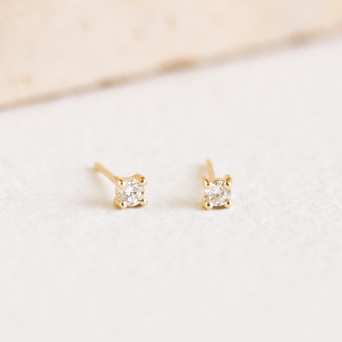14k Yellow Gold Diamond Stud Earrings 2.5mm - Aria