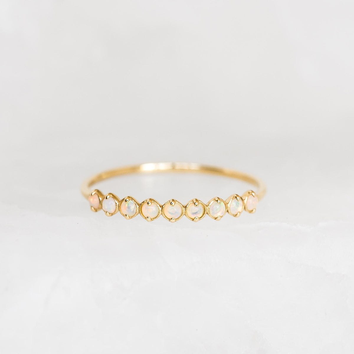October Birthstone Ring 14k Gold - Opal