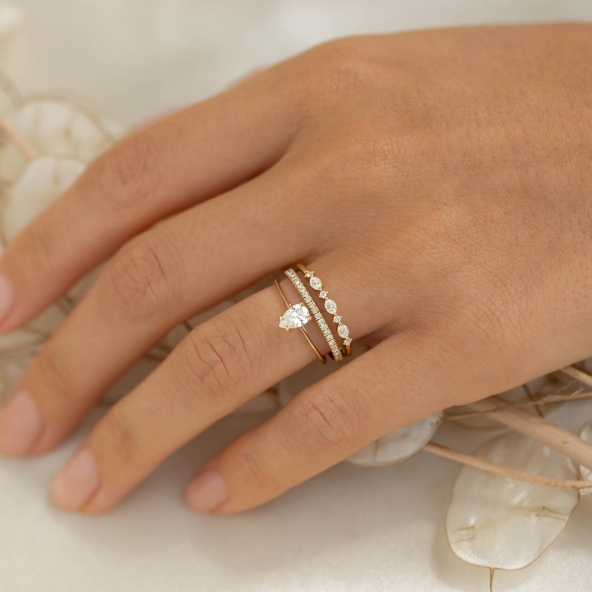 Pear Shaped Diamond Ring 14k Gold - Martine