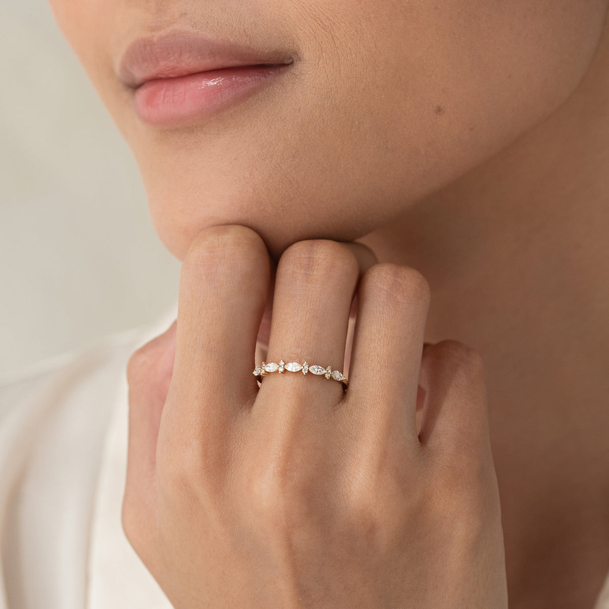 Marquise and Round Diamond Ring - Aurelia