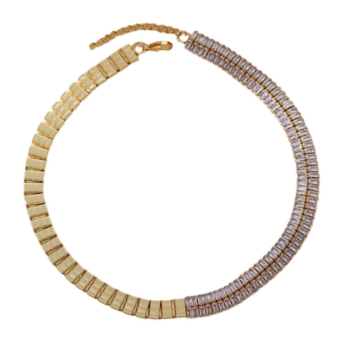 Tennis chain zircon 14K gold inlaid zircon necklace Fashionable and high-end clavicle chain