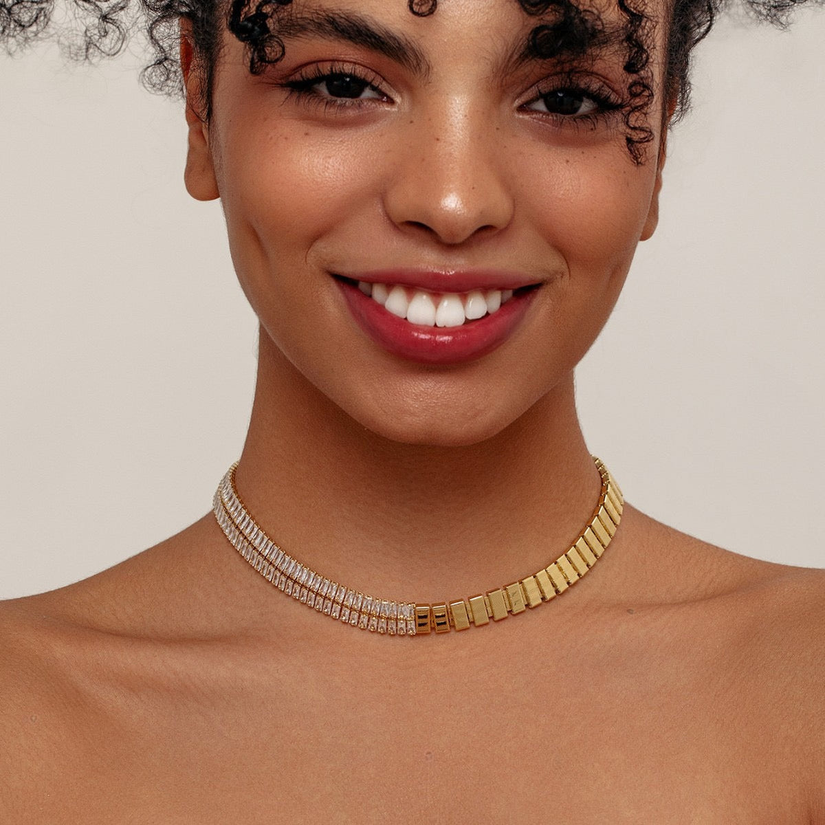 Tennis chain zircon 14K gold inlaid zircon necklace Fashionable and high-end clavicle chain