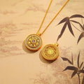 Fashionable rotatable diamond-studded design ancient hollow disc clavicle chain
