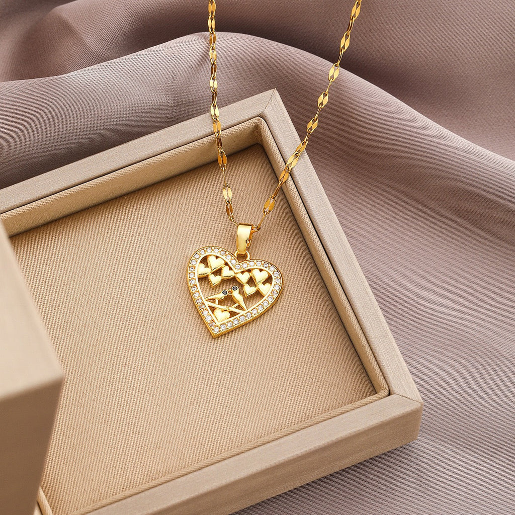 14K Gold Heartbeat Diamond Pendant