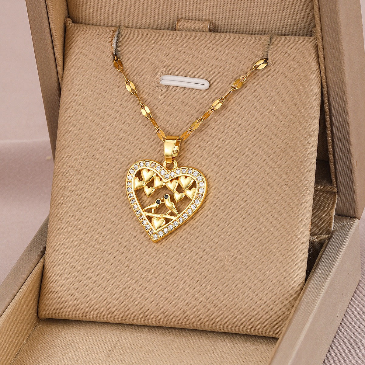 14K Gold Heartbeat Diamond Pendant