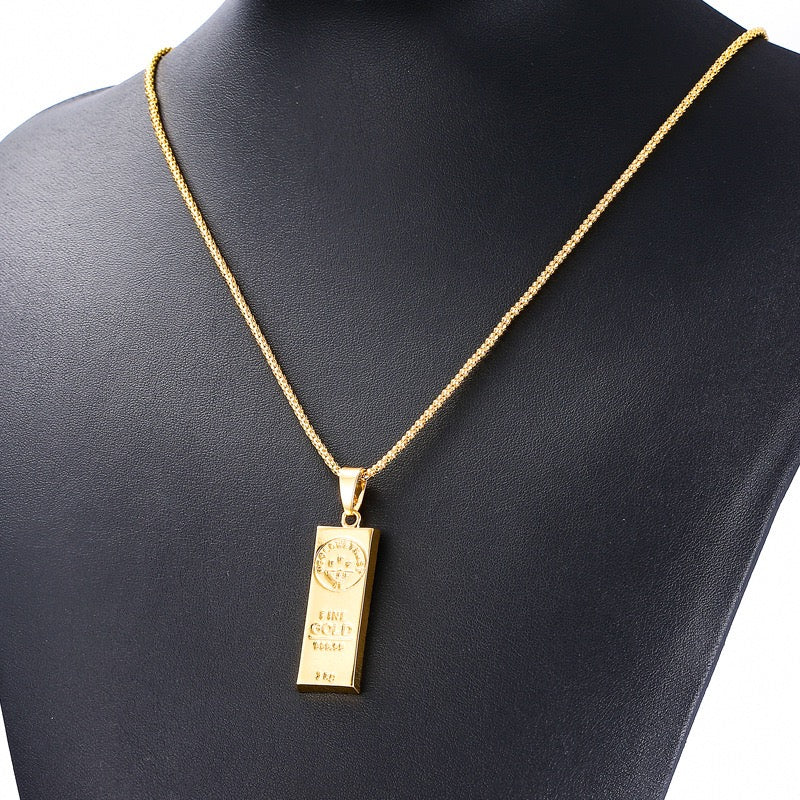 14K Gold Bar Pendant