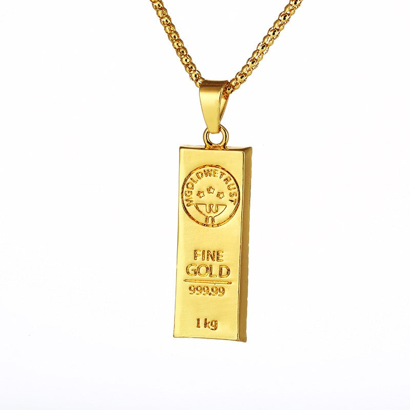 14K Gold Bar Pendant