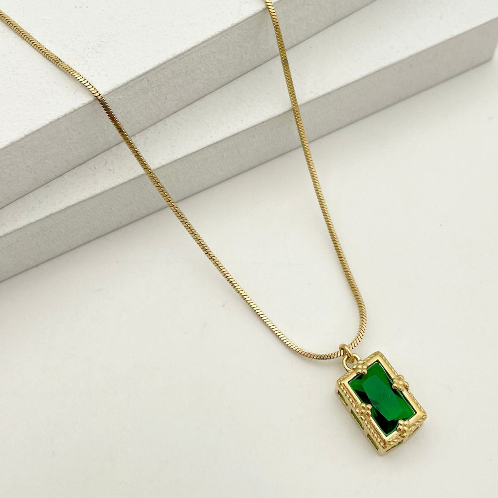 14K Gold Snake Chain Zircon Necklace
