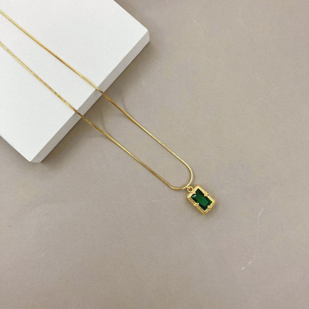 14K Gold Snake Chain Zircon Necklace