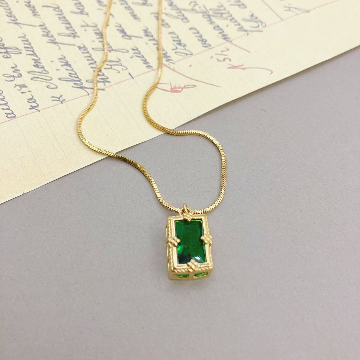 14K Gold Snake Chain Zircon Necklace