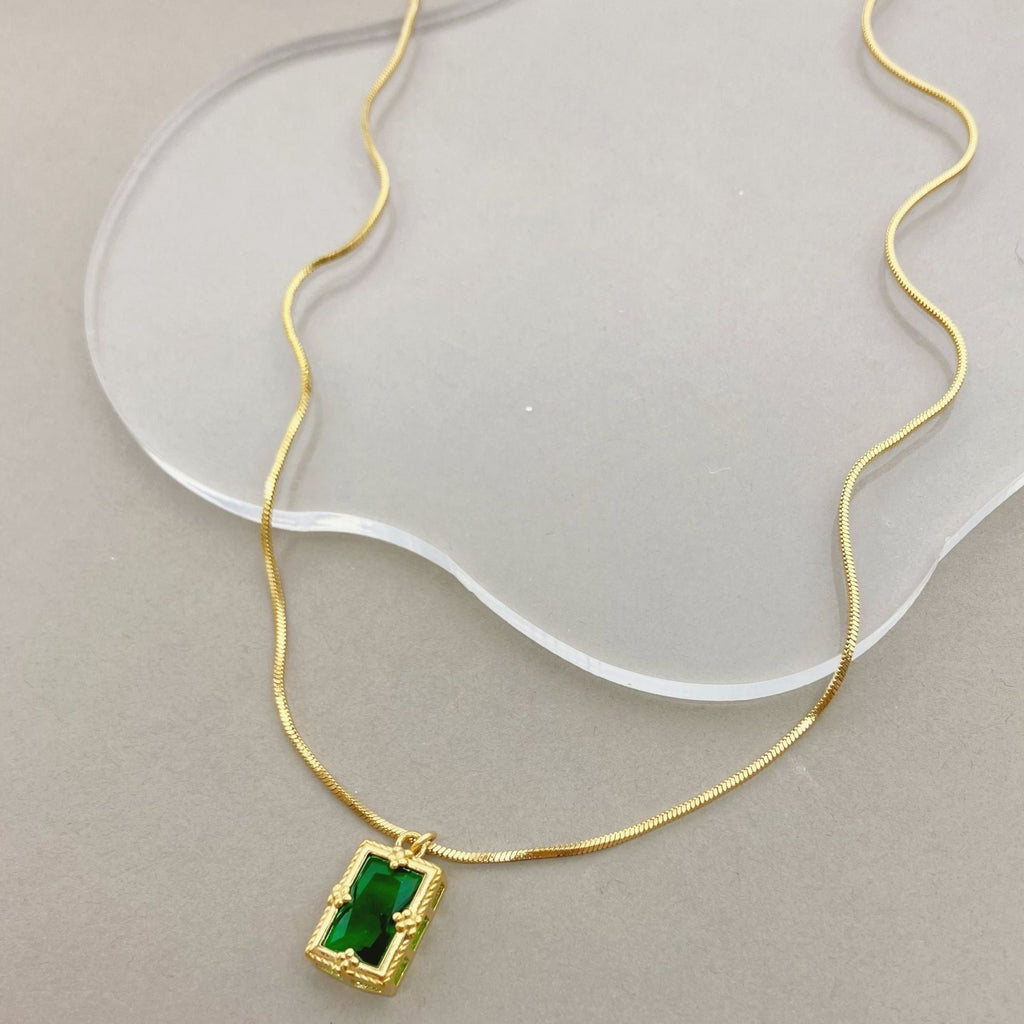 14K Gold Snake Chain Zircon Necklace