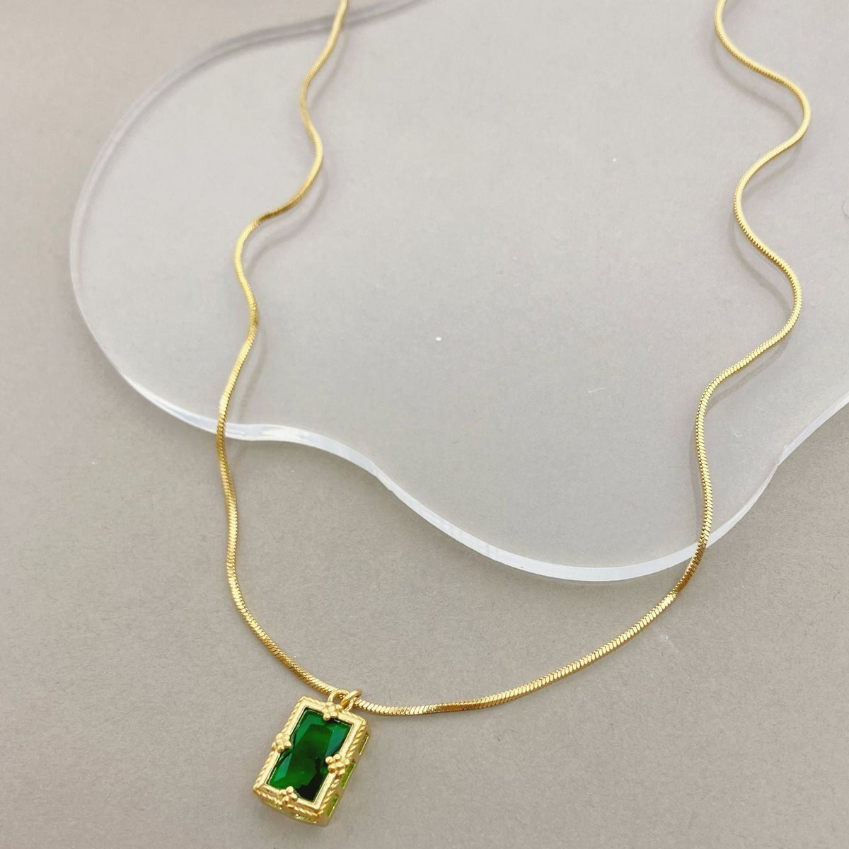 14K Gold Snake Chain Zircon Necklace