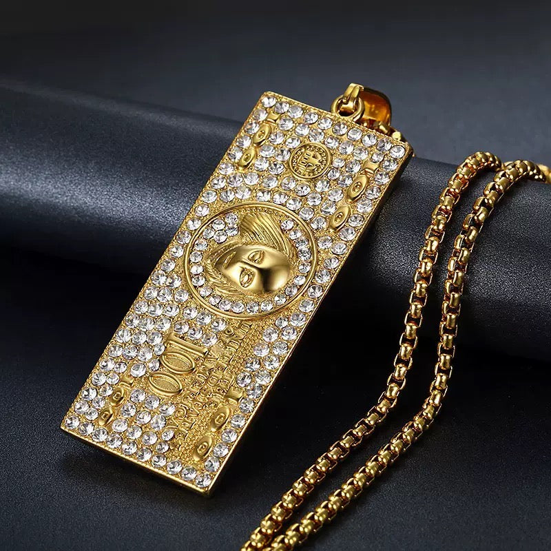 14K Gold Dollar Charm Necklace