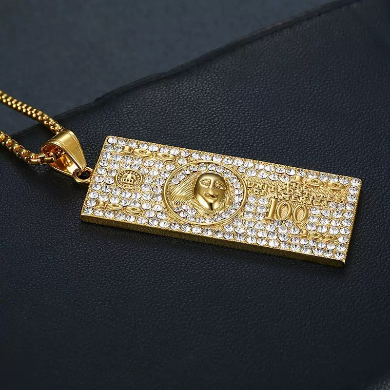 14K Gold Dollar Charm Necklace