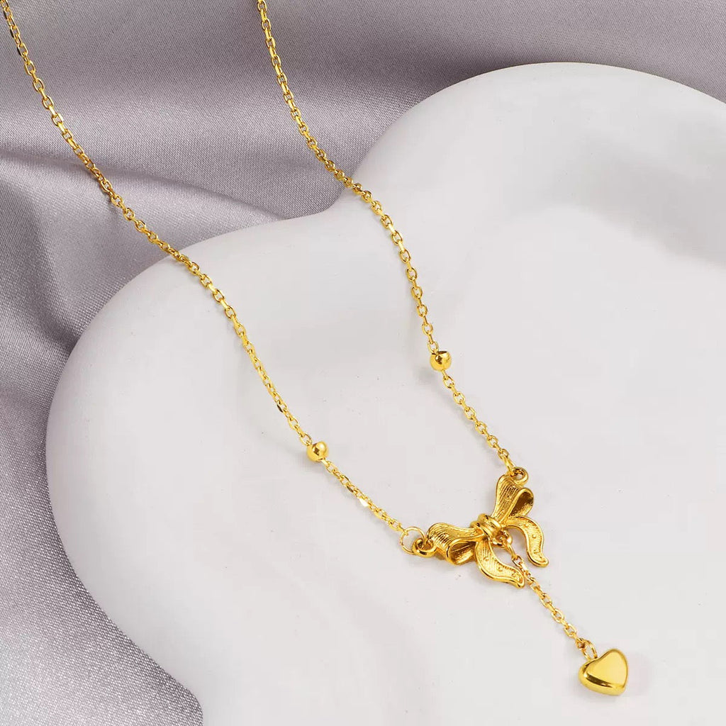 14K Gold Bow Necklace