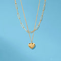14K Gold Double Heart Octagram Zircon Necklace