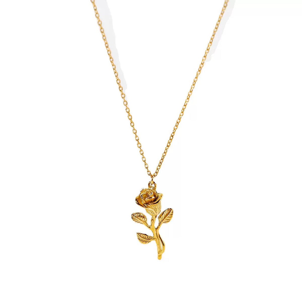 14K Gold Blooming Rose Necklace
