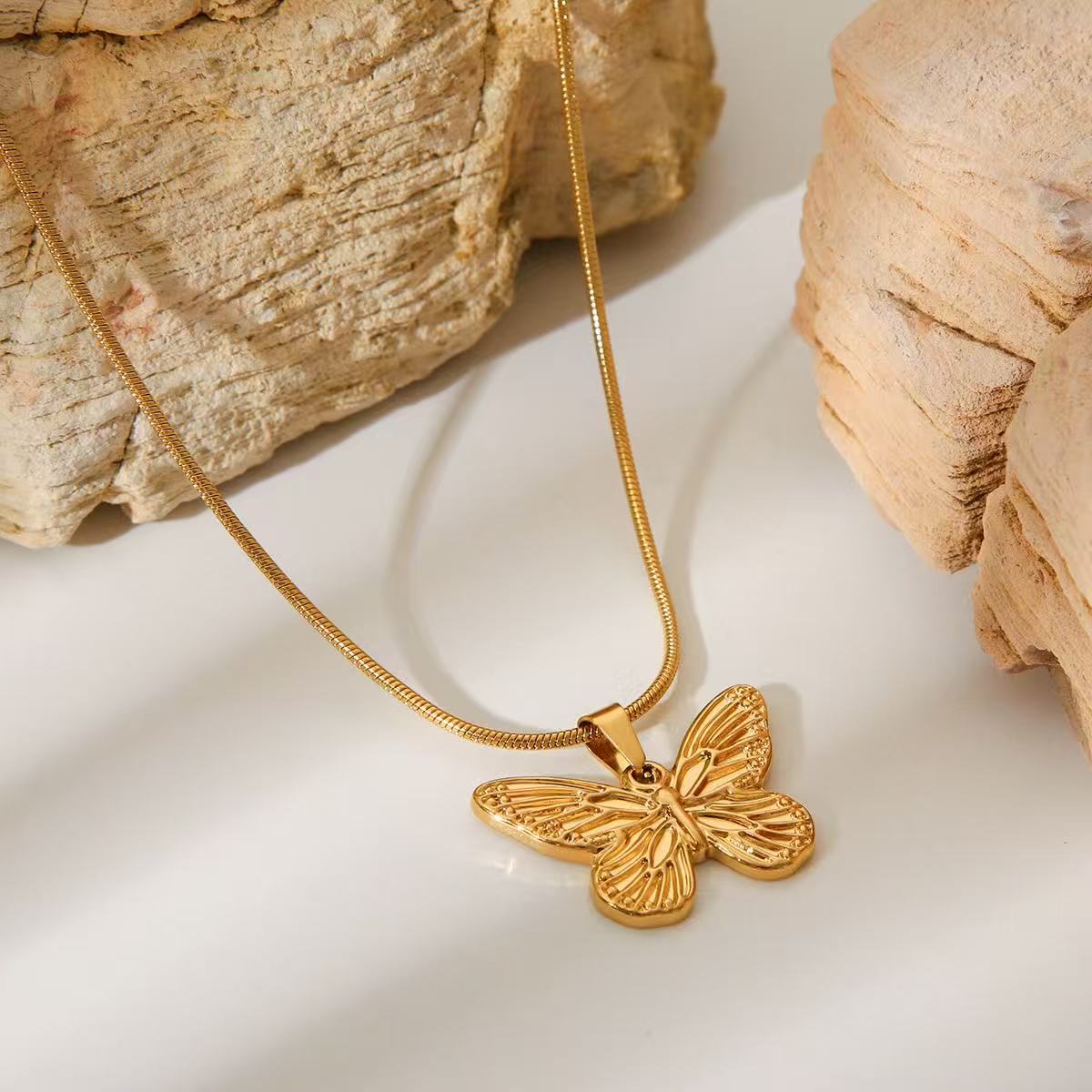 14K Gold Fluttering Butterfly Necklace