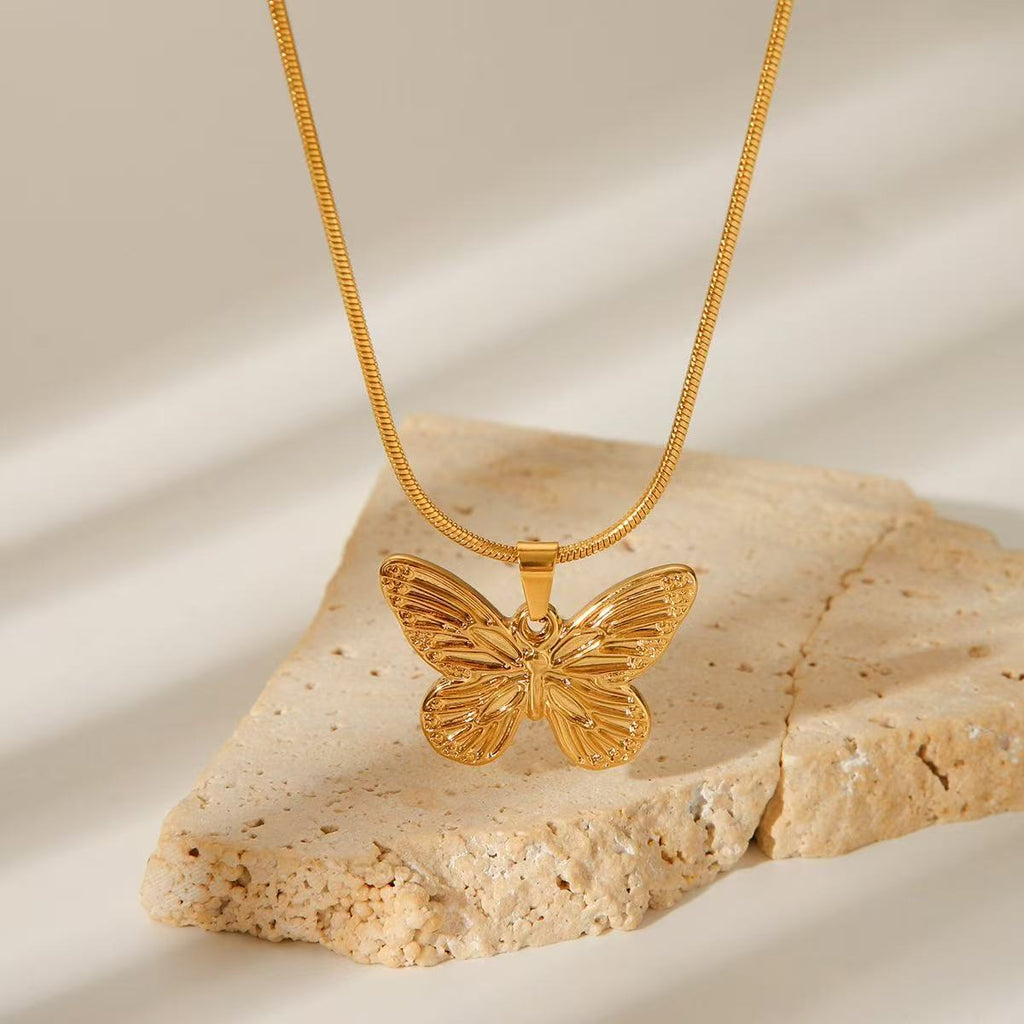 14K Gold Fluttering Butterfly Necklace
