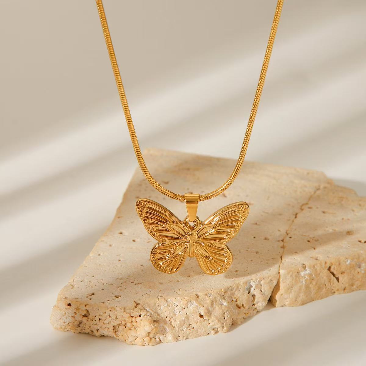 14K Gold Fluttering Butterfly Necklace