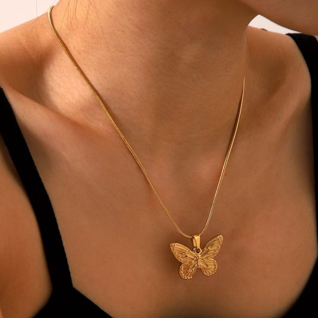 14K Gold Fluttering Butterfly Necklace