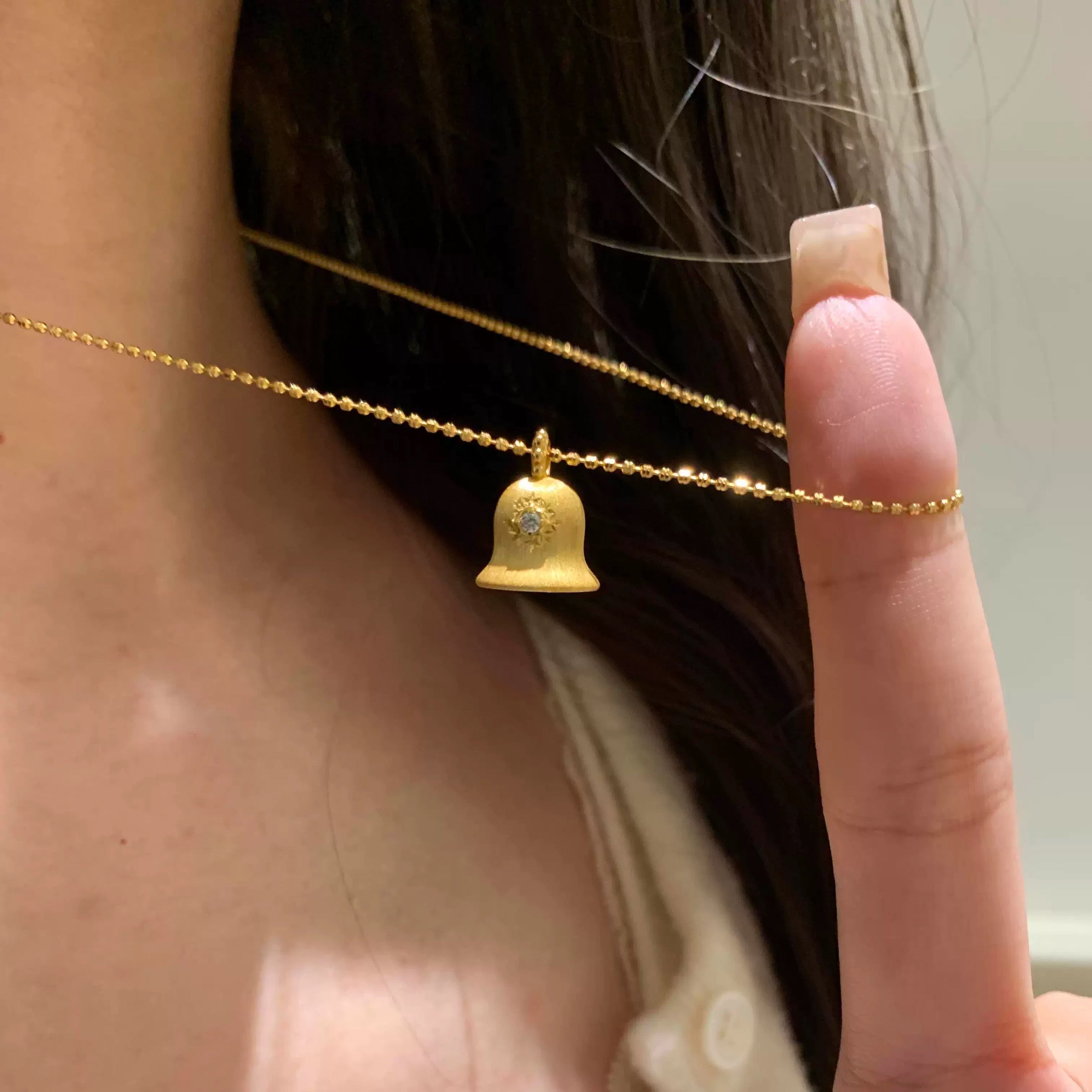 14k bell pendant necklace
