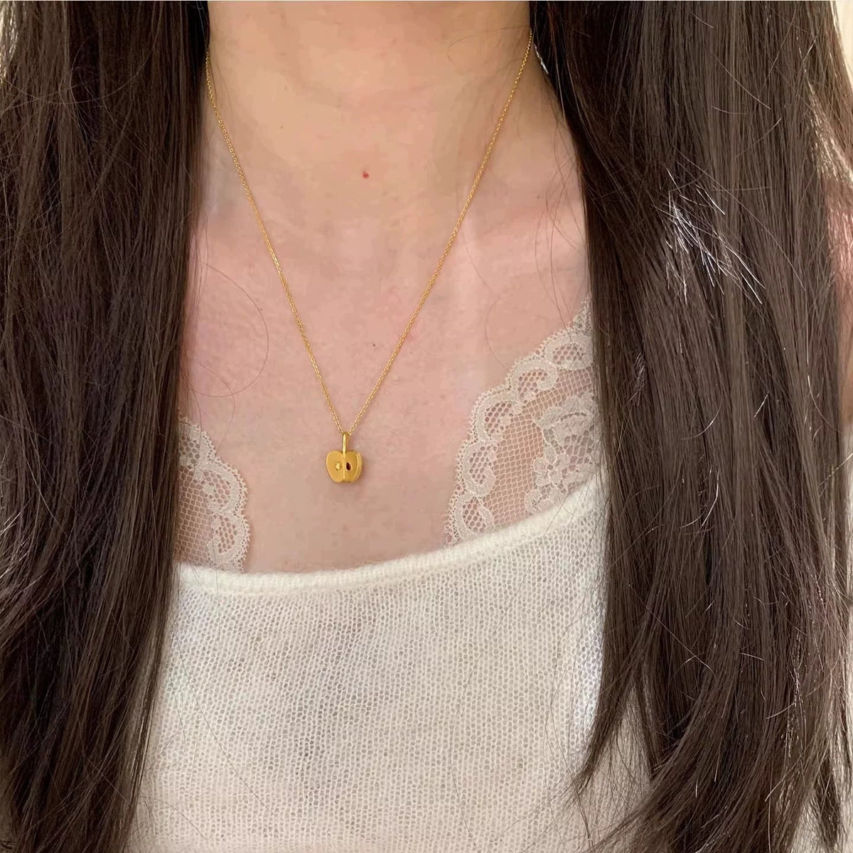 14k Apple Pendant Necklace