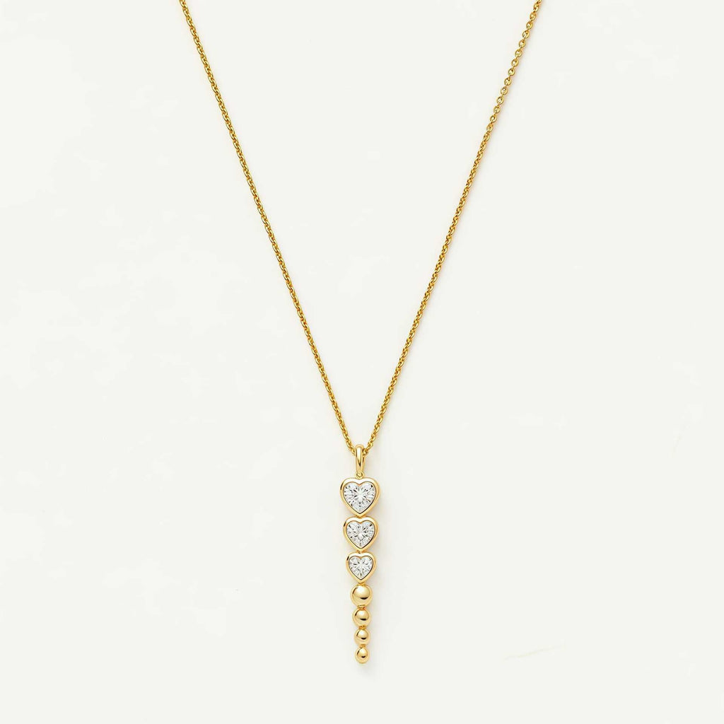 18K Gold Multi-layer Heart Zircon Stackable Necklace, Luxe Gold Tone Heart Pendant for Commute Daily Wear