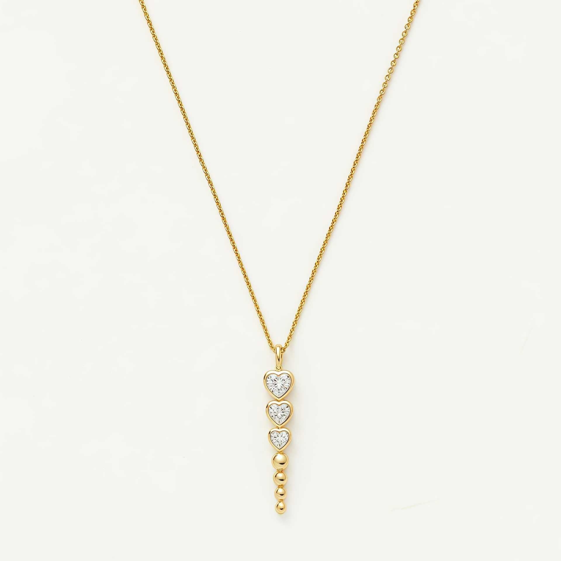 18K Gold Multi-layer Heart Zircon Stackable Necklace, Luxe Gold Tone Heart Pendant for Commute Daily Wear