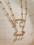 18K Gold Paperclip Pendant Freshwater Pearl Tassel Zircon Necklace