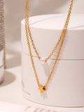 18K Gold Star Shell Pearl Multi-layer Necklace, Commuter Stackable Jewelry