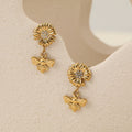 18K Gold Niche Design Daisy & Bee Necklace and Earring Set