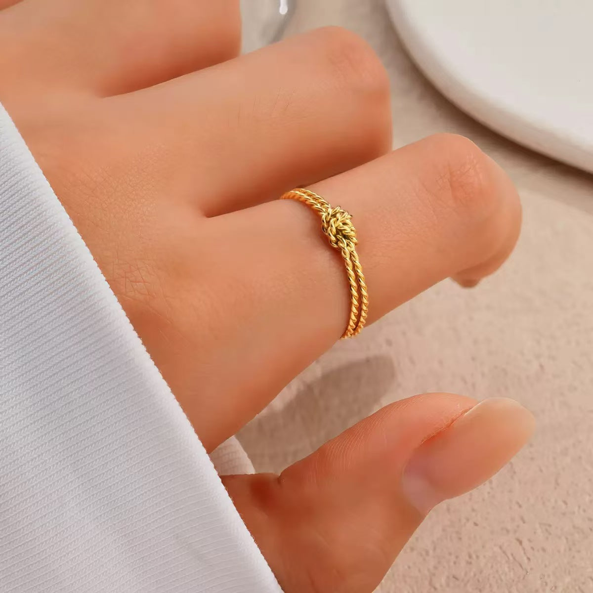 18K Gold Luxury Double Heart Diamond Open Band Ring