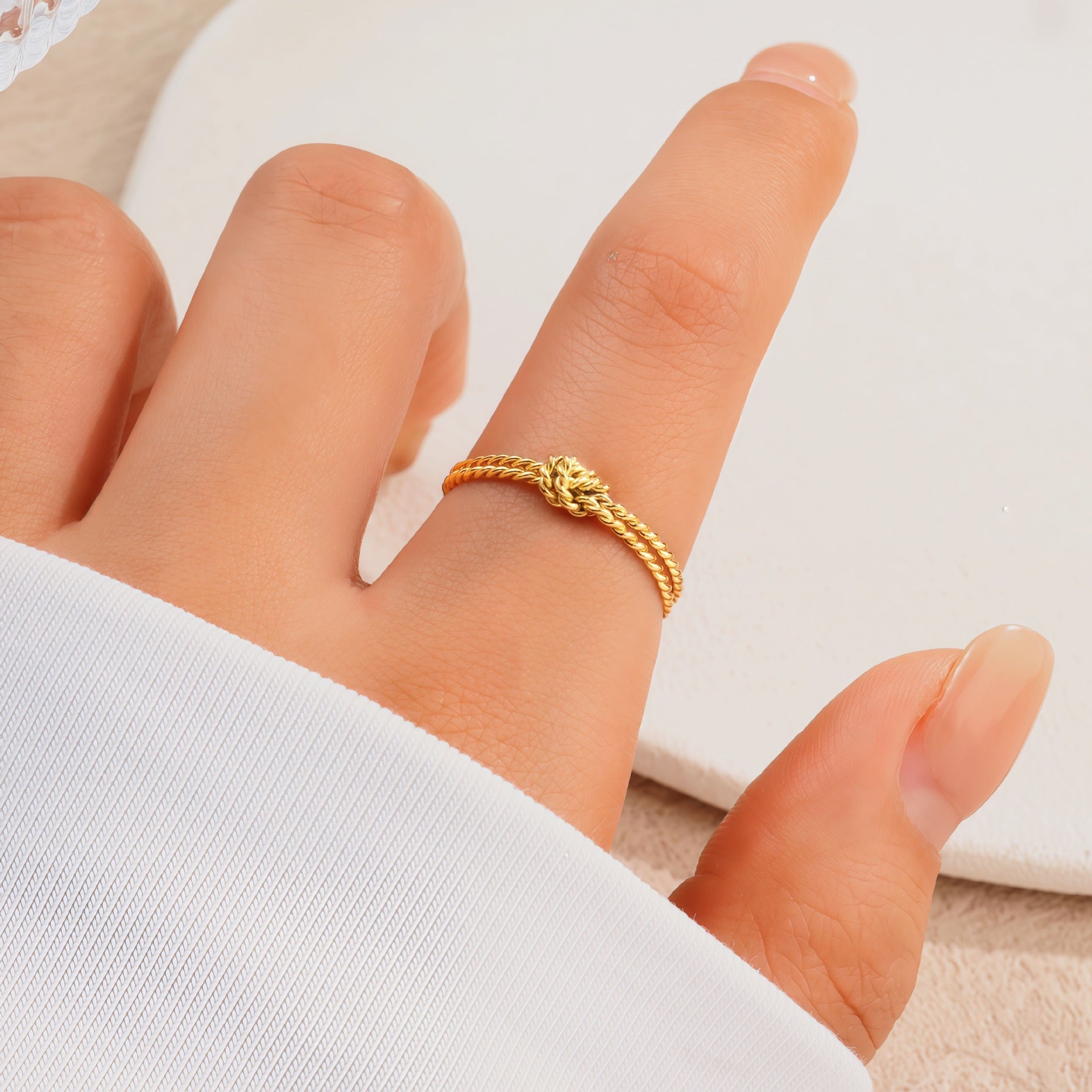 18K Gold Luxury Double Heart Diamond Open Band Ring