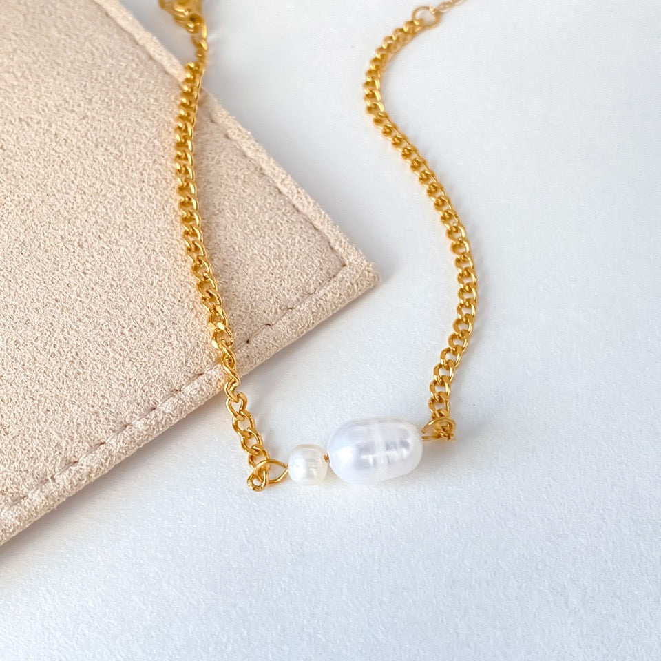 18K Gold Natural Freshwater Pearl Minimalist Fashion Bracelet