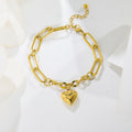 18K Gold Sweet Cool Girl Heart Charm Bracelet